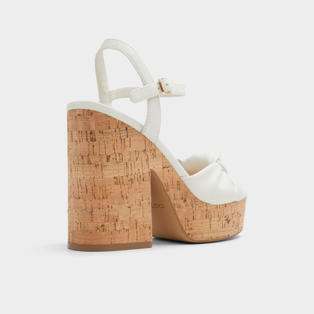 Aldo Ulialdan White/Bone Women's Platform sandals - Strappy heeled sandal, Platform