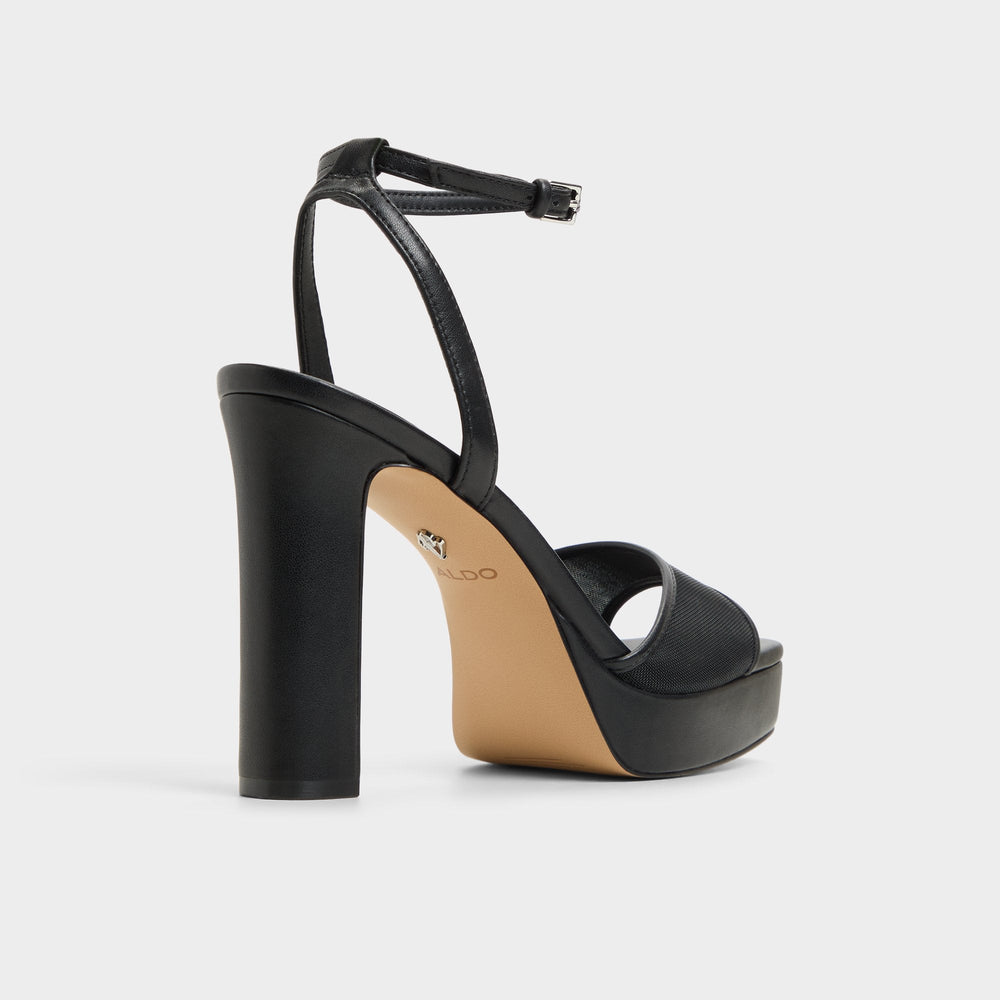 Aldo Chicglimmer Black Women's Platform sandals - Strappy heeled sandal, Block heel