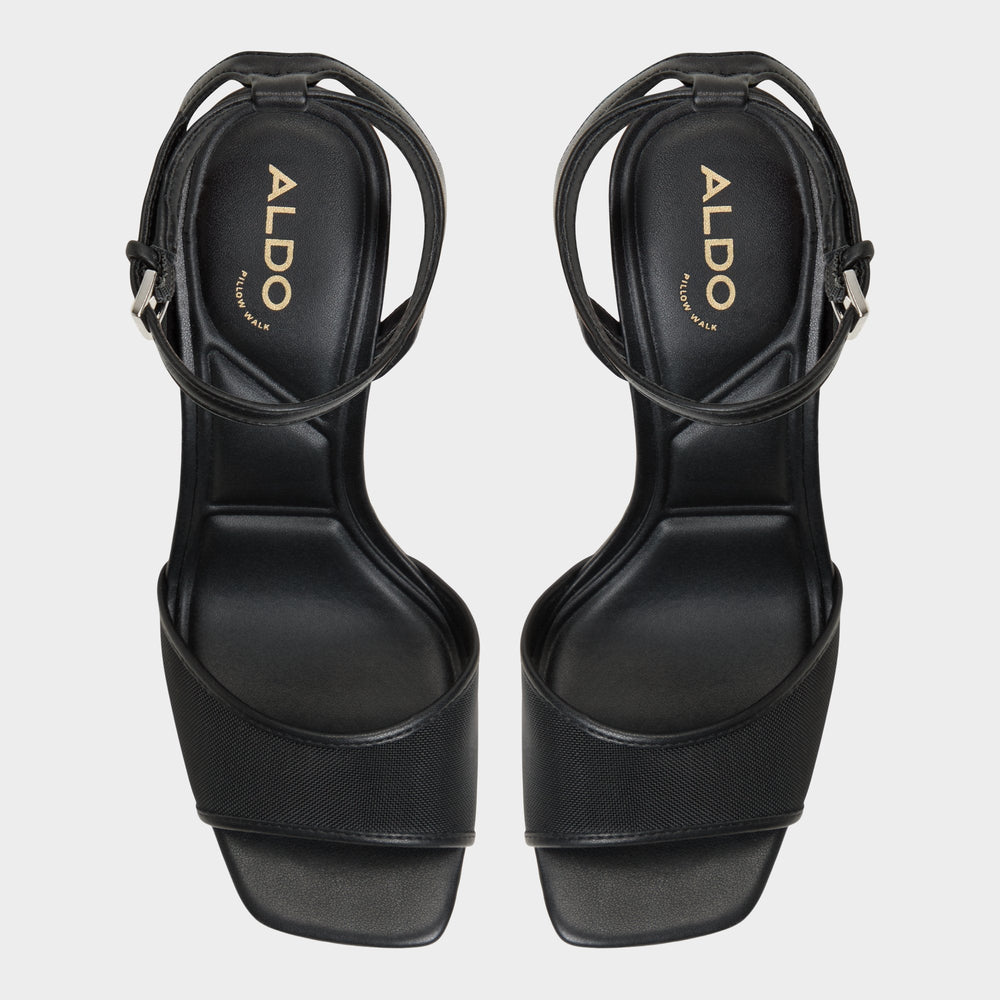 Aldo Chicglimmer Black Women's Platform sandals - Strappy heeled sandal, Block heel