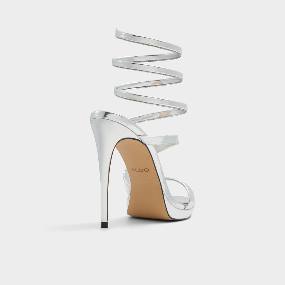 Aldo Katswirl in Silver - Strappy sandal, Stiletto platform