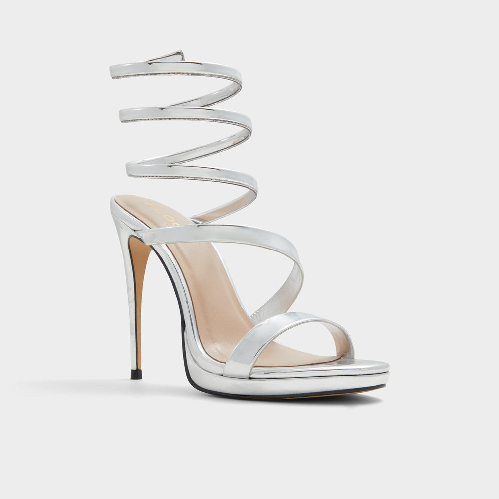 Aldo Katswirl in Silver - Strappy sandal, Stiletto platform