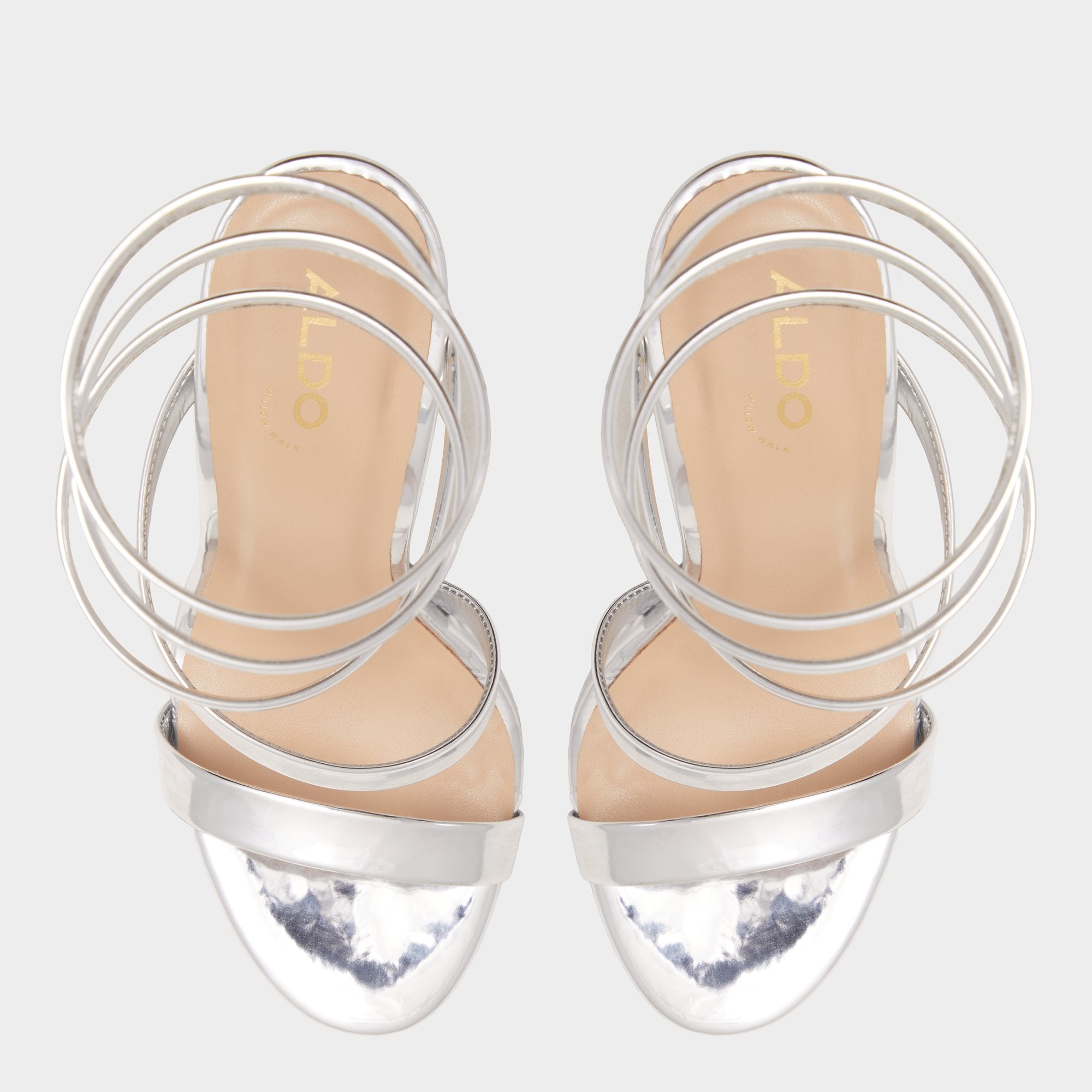 Aldo Katswirl in Silver - Strappy sandal, Stiletto platform