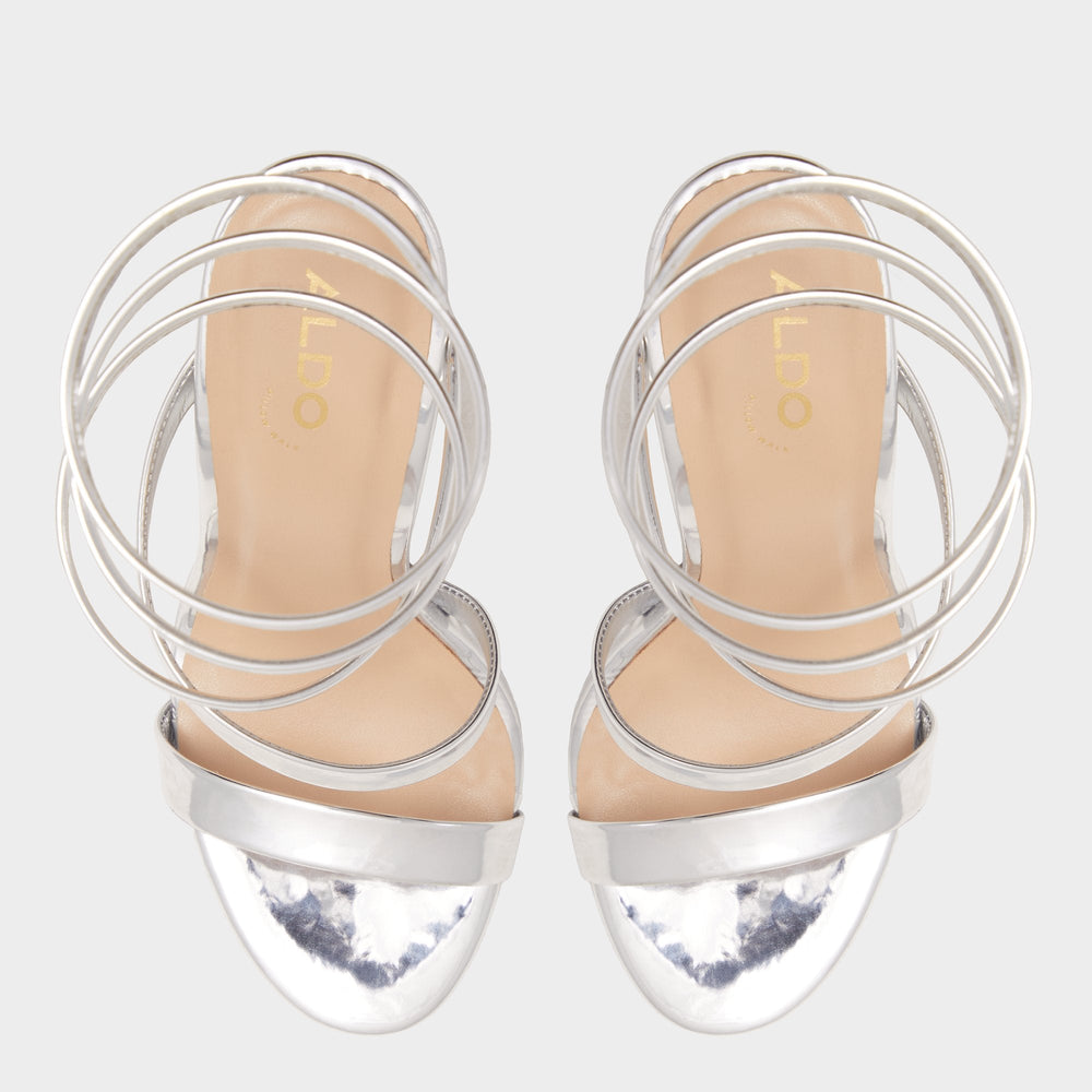 Aldo Katswirl in Silver - Strappy sandal, Stiletto platform