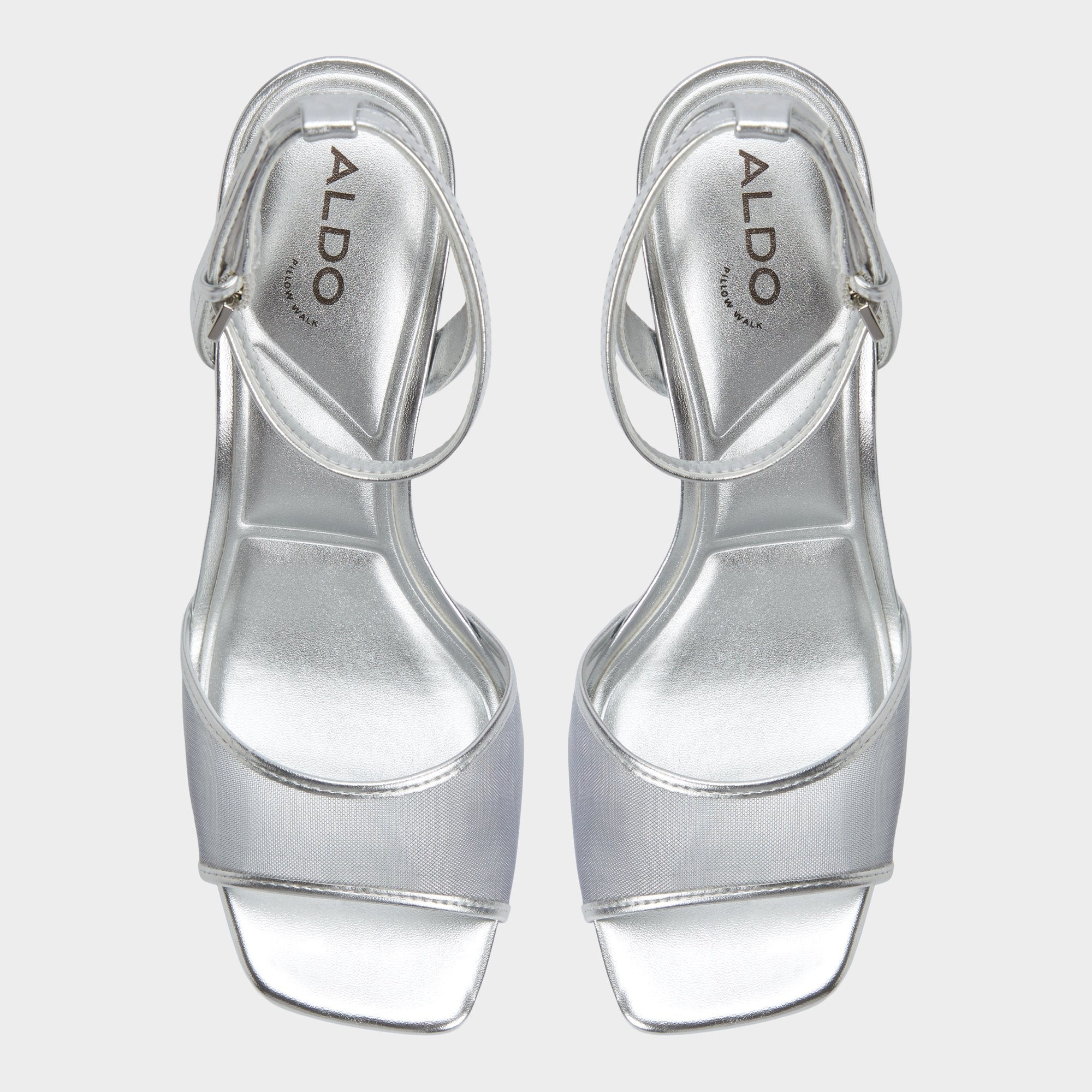 Aldo Chicglimmer Silver Women's Platform sandals - Strappy heeled sandal, Block heel