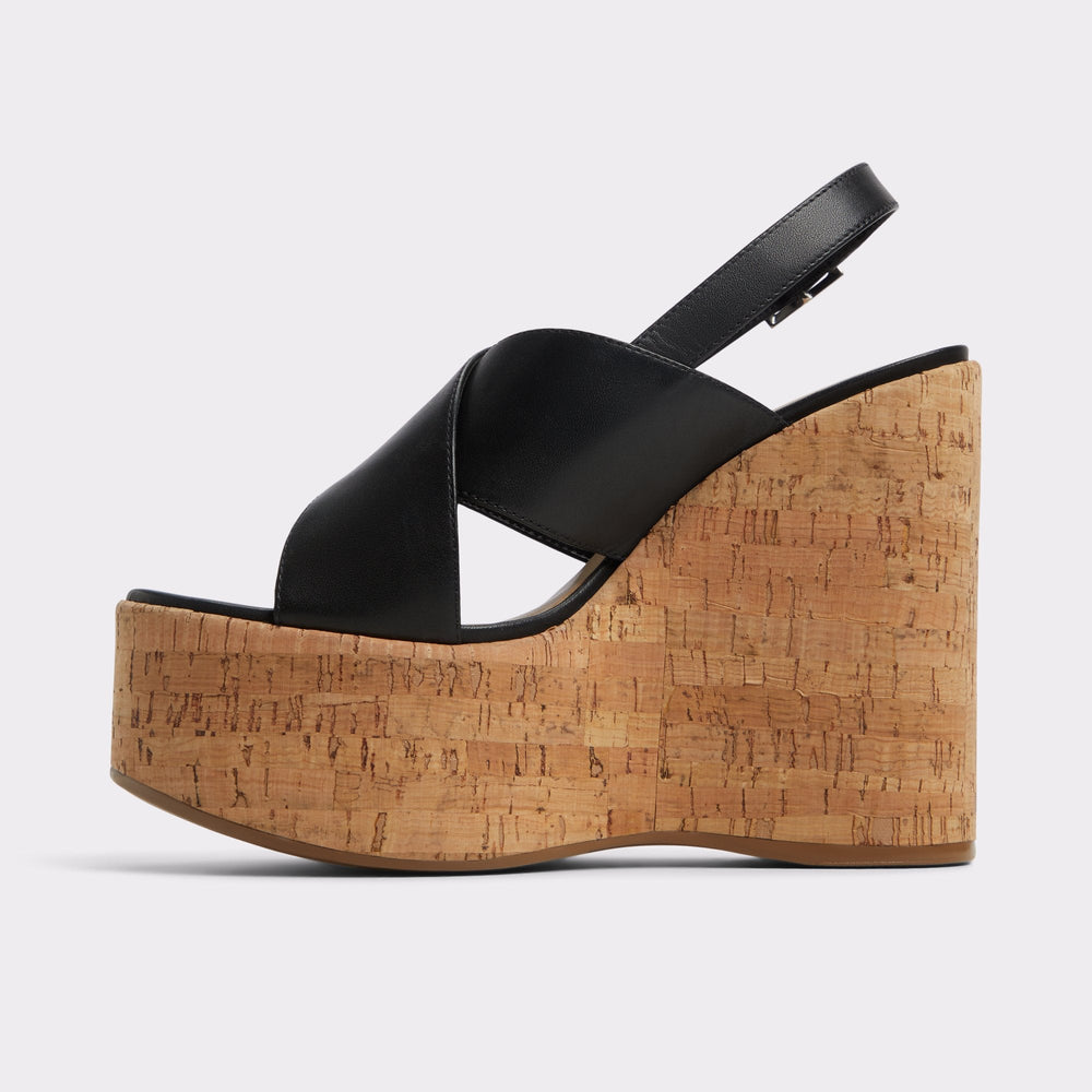 Aldo Sandcastle Black Women's Platform sandals - Strappy wedge sandal