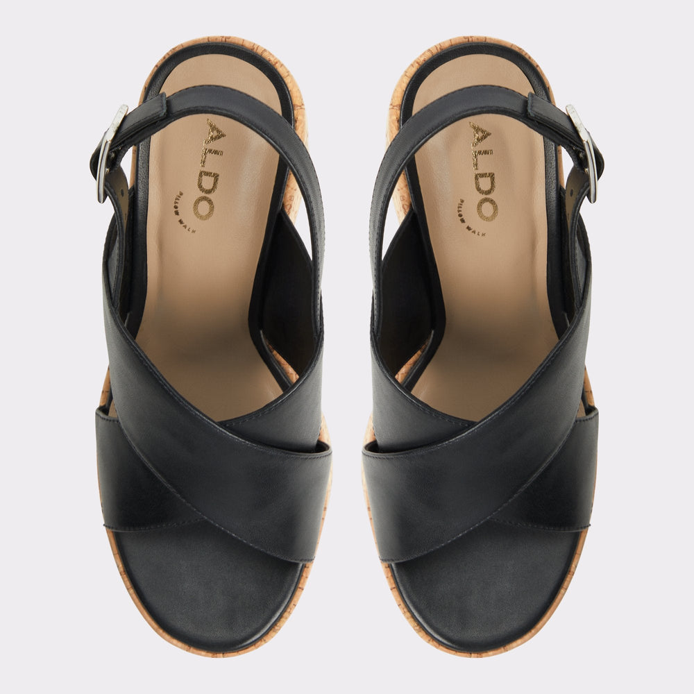 Aldo Sandcastle Black Women's Platform sandals - Strappy wedge sandal