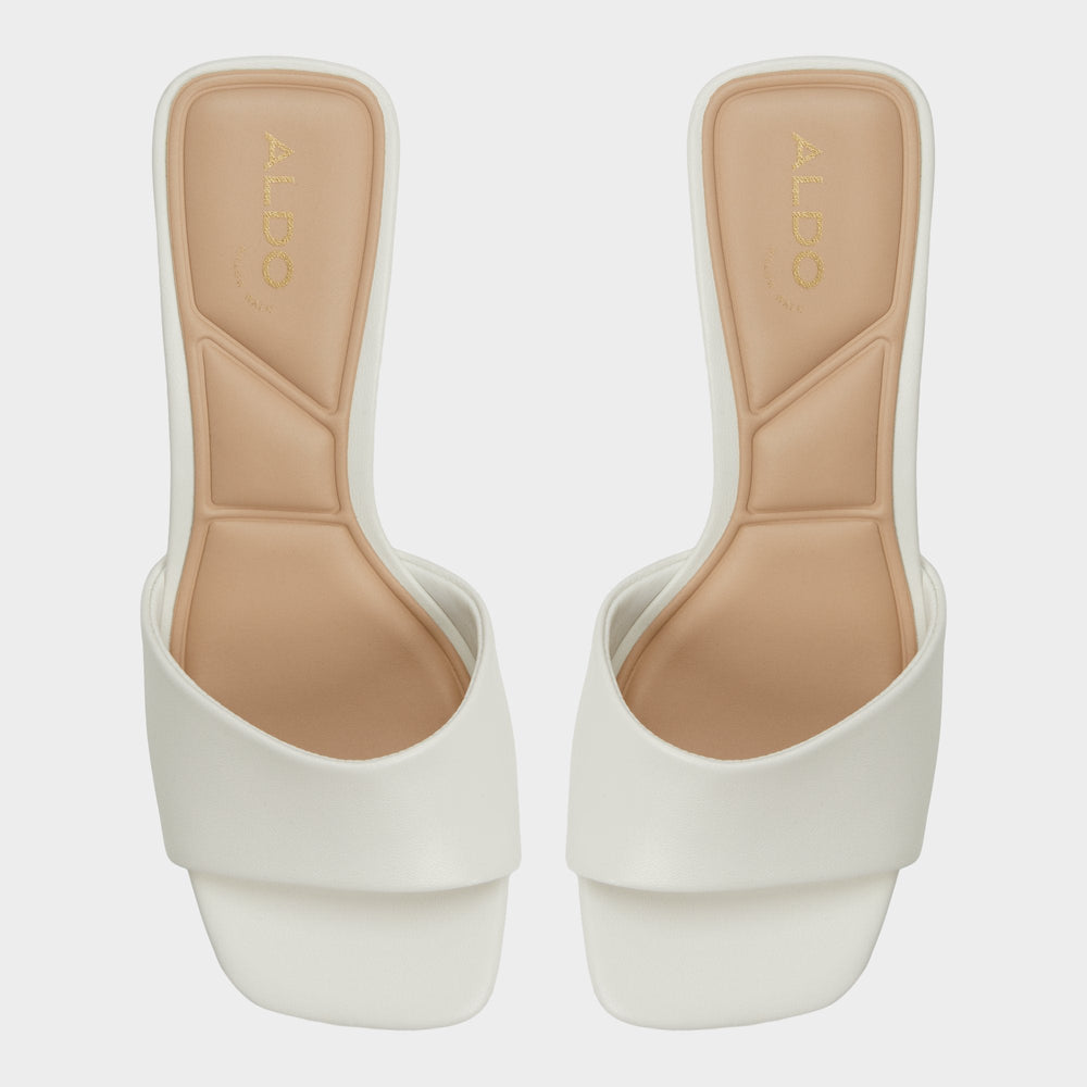 Aldo Tisha White Women's Heeled mules - Heeled mule, Block heel