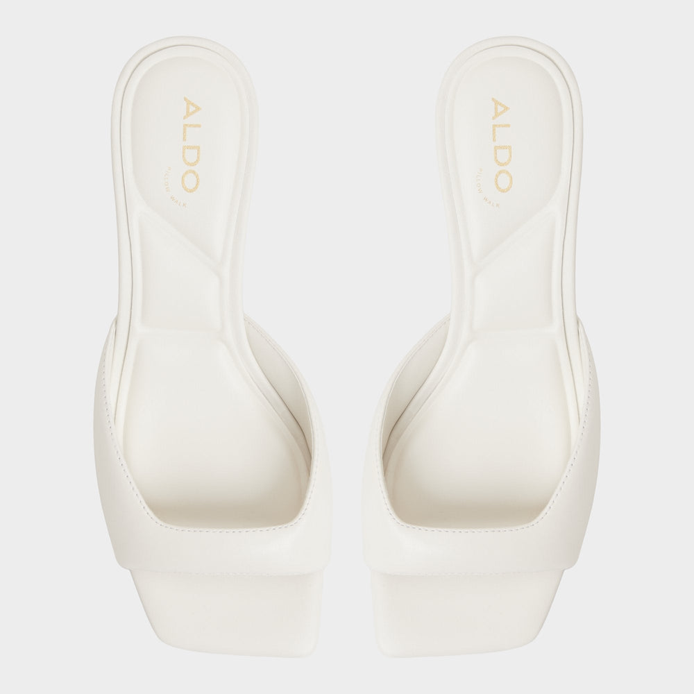 Aldo Aneky in White Bone - Heeled mule, Block heel