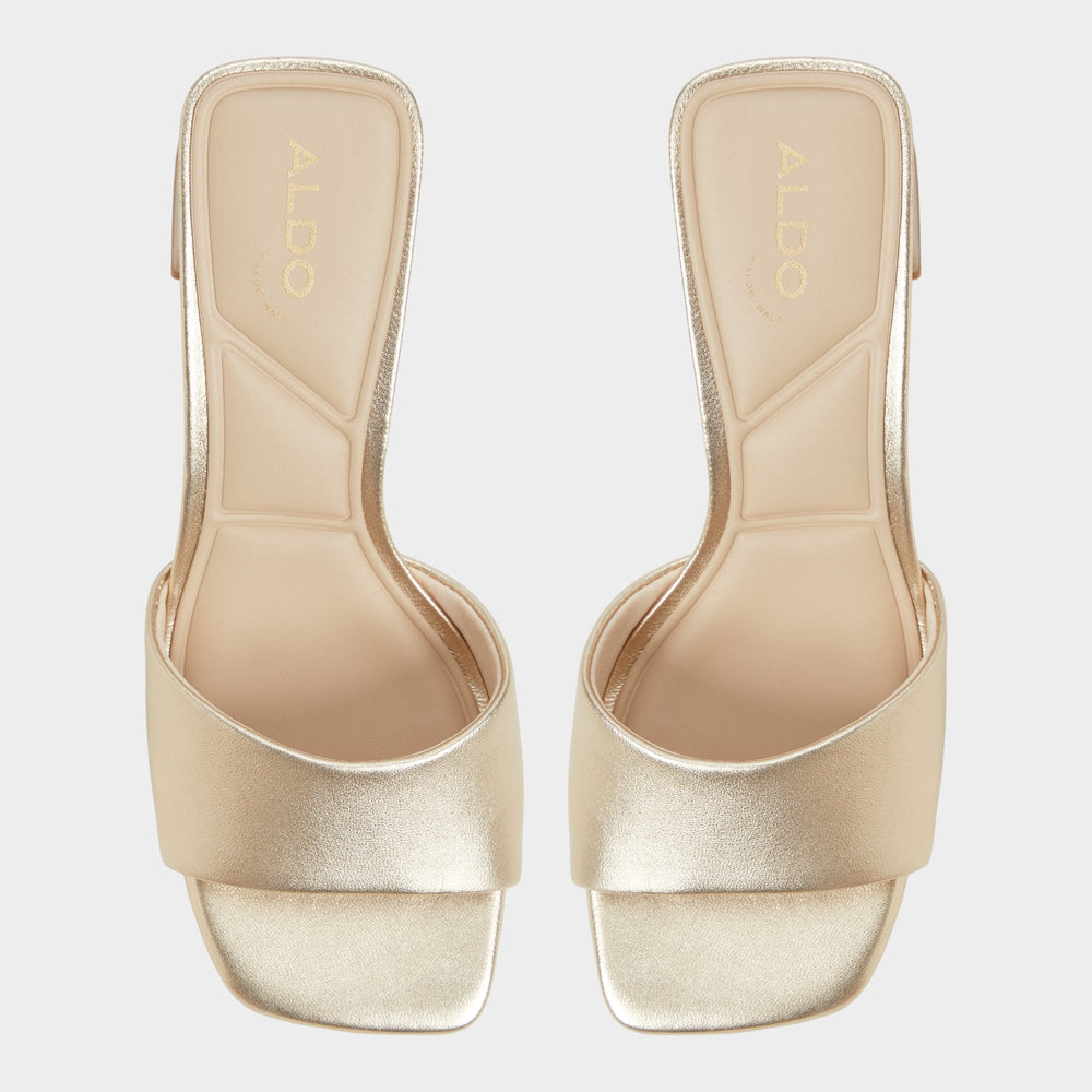 Aldo Tisha Gold Women's Heeled mules - Heeled mule, Block heel