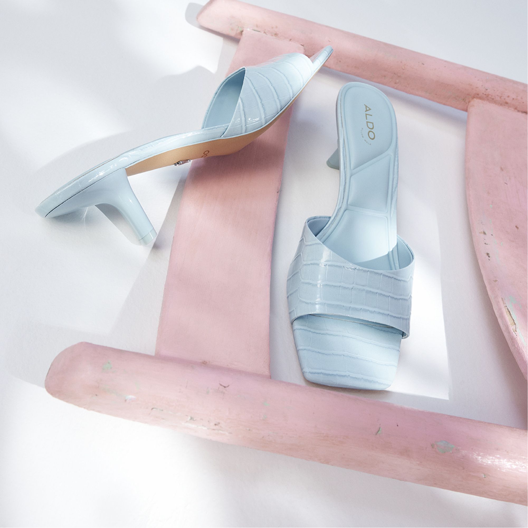 Aldo Enchanting Pastel Blue Women's Heeled mules - Heeled mule, Kitten heel