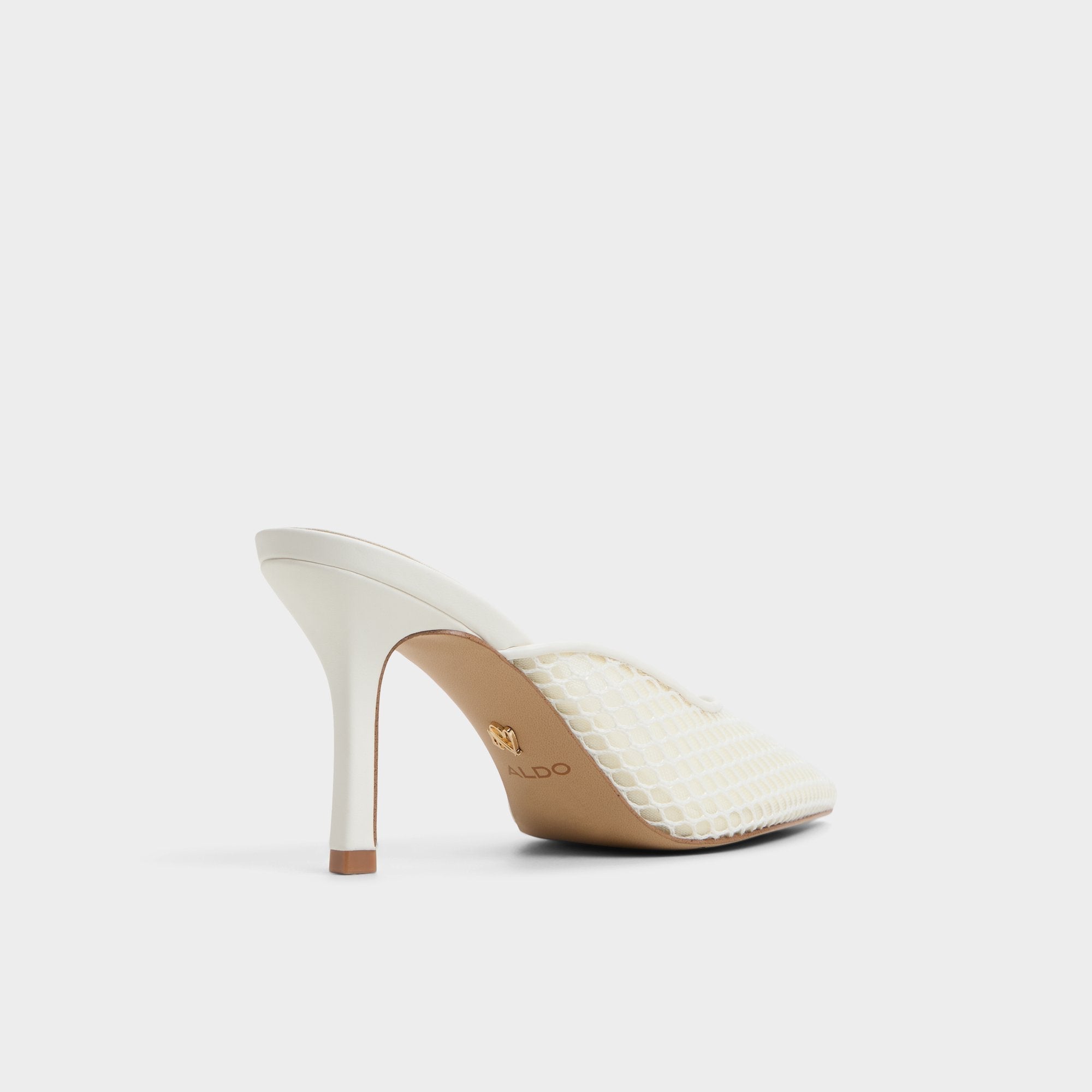 Aldo Gamilia Open White Textile Mesh Women's Kitten heels - Heeled mule, Kitten heel