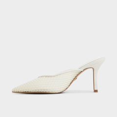 Aldo Gamilia Open White Textile Mesh Women's Kitten heels - Heeled mule, Kitten heel