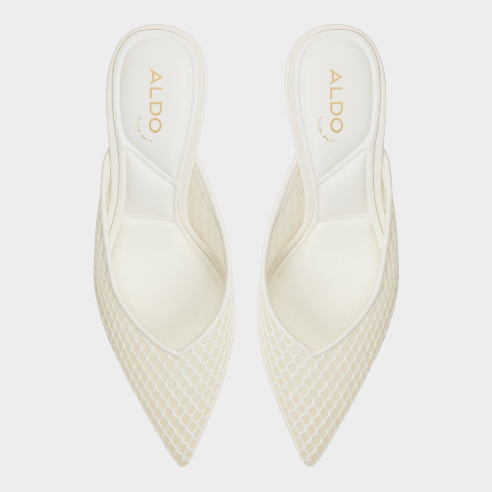 Aldo Gamilia Open White Textile Mesh Women's Kitten heels - Heeled mule, Kitten heel