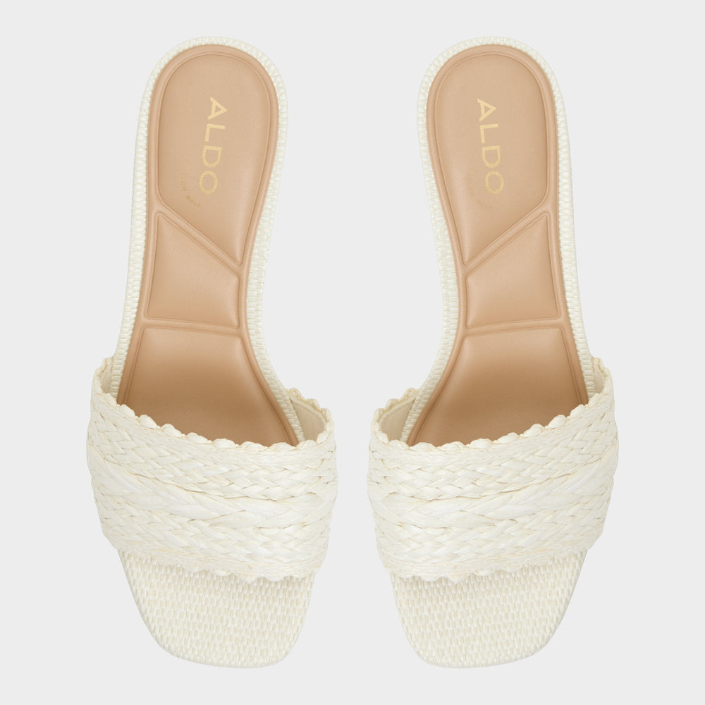 Aldo Claudina White/Bone Women's Block heels - Heeled mule, Block heel