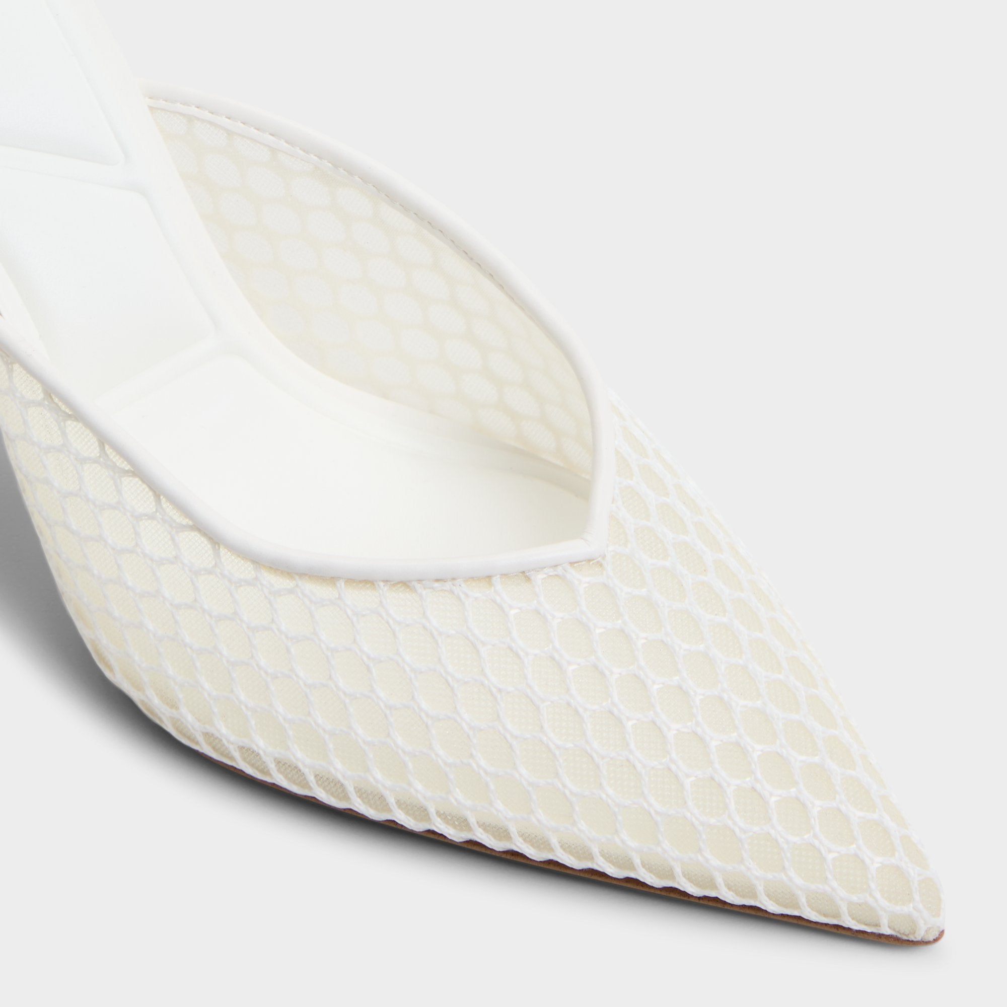 Aldo Gamilia Open White Textile Mesh Women's Mesh - Heeled mule, Stiletto heel