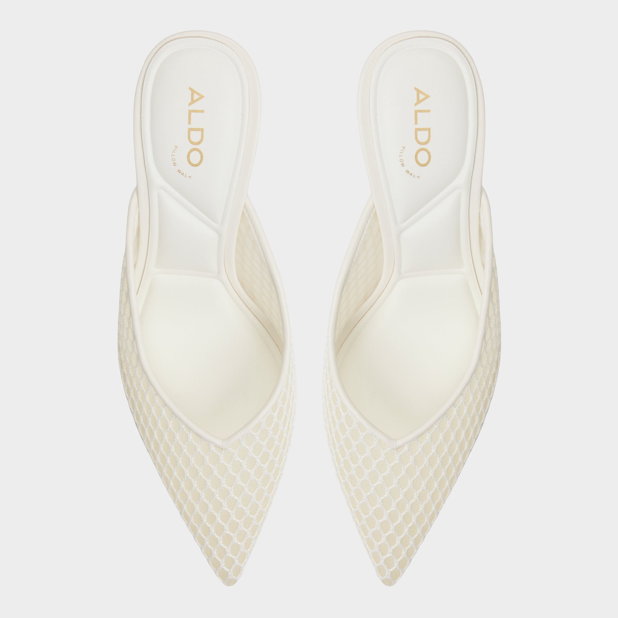 Aldo Gamilia Open White Textile Mesh Women's Mesh - Heeled mule, Stiletto heel