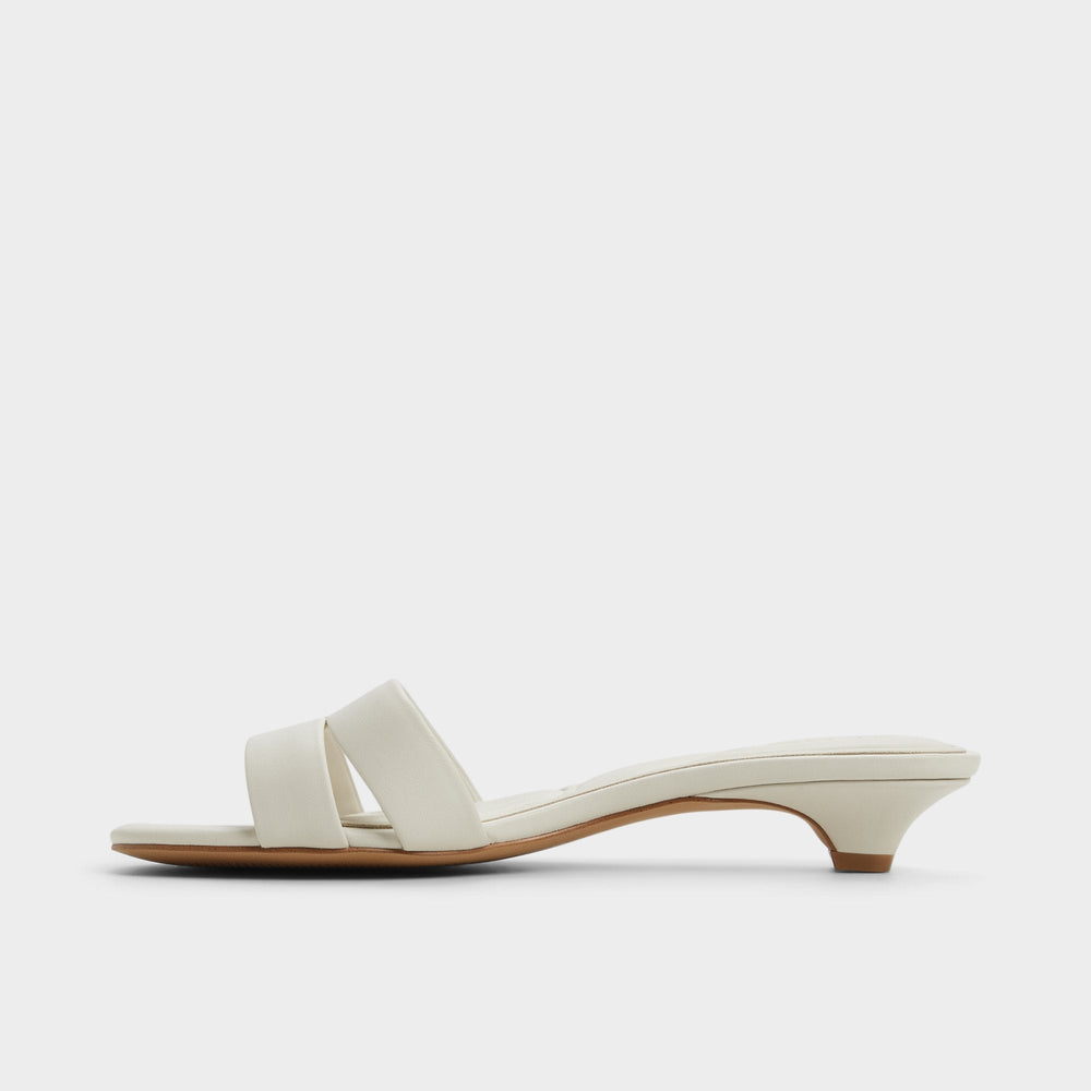Aldo Scarletta White/Bone Women's Mule slides - Heeled mule, Kitten heel
