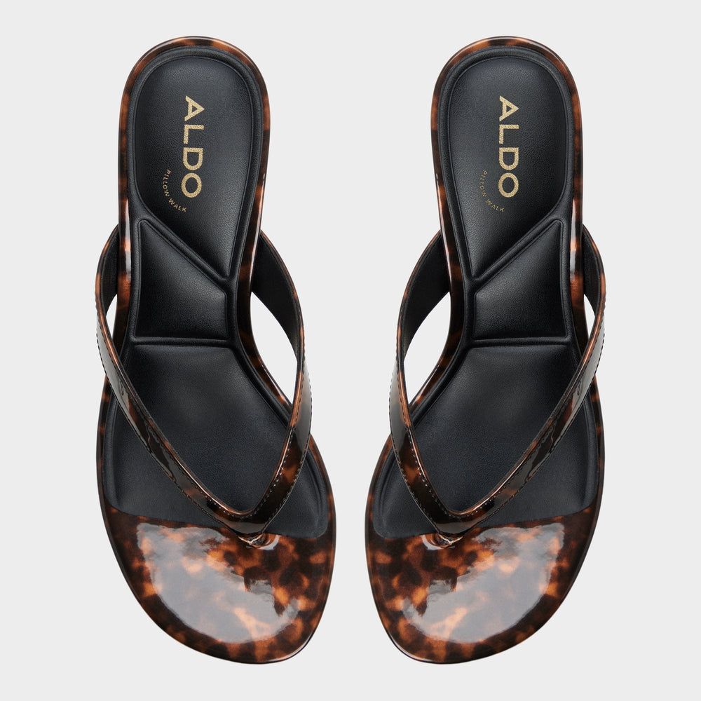 Aldo Jump in Open Brown - Heeled flip flop, Kitten heel
