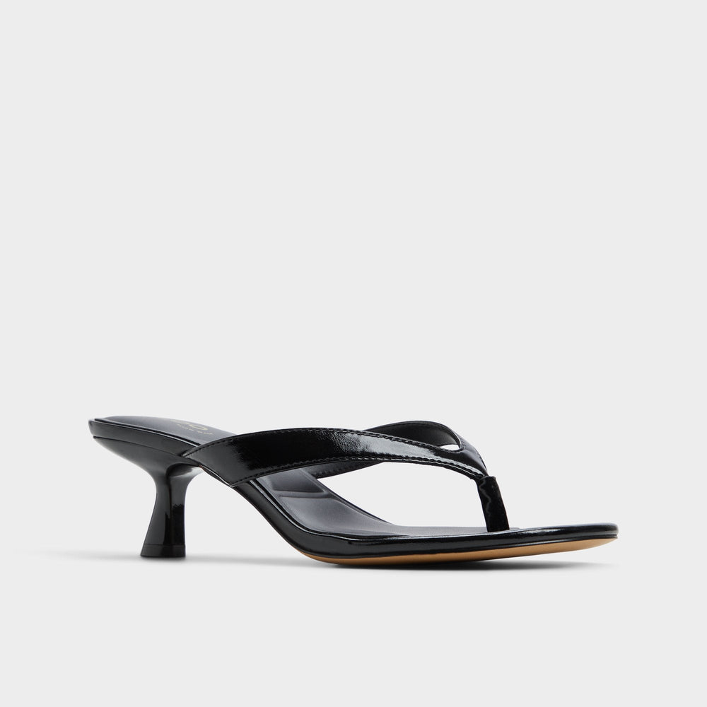 Aldo Jump Black Women's Strappy sandals - Heeled flip flop, Kitten heel