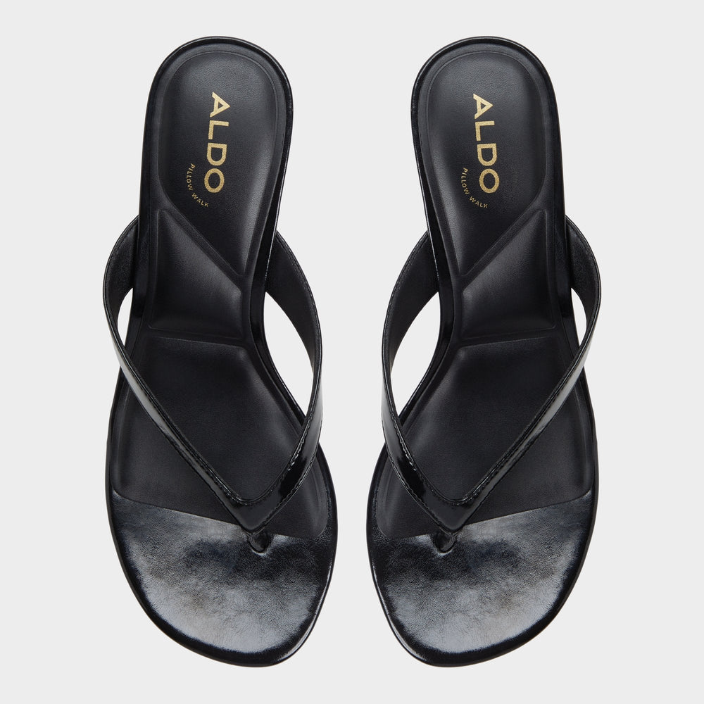 Aldo Jump Black Women's Strappy sandals - Heeled flip flop, Kitten heel