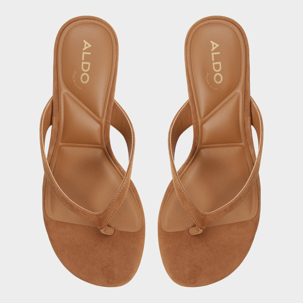 Aldo Jump in Medium Brown - Heeled flip flop, Kitten heel