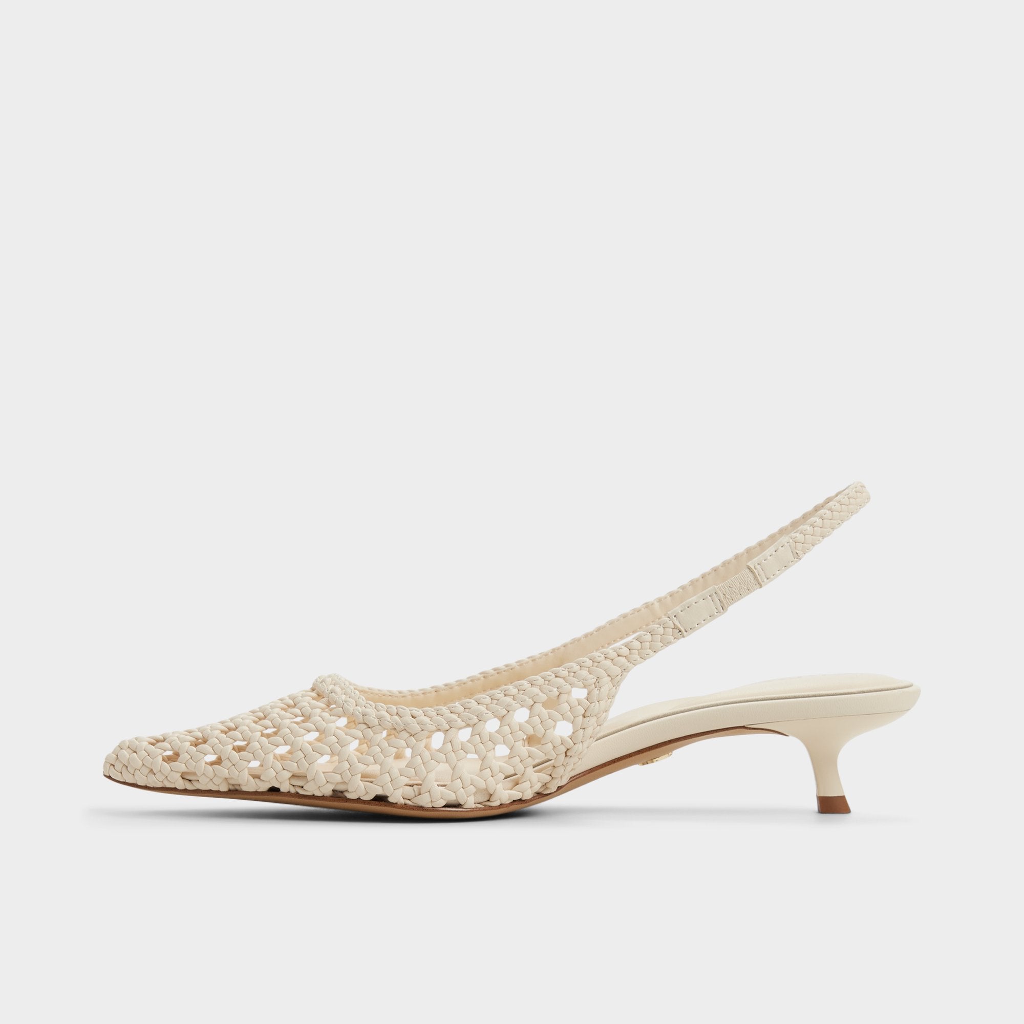 Aldo Violettia in Light Beige - Sling back high heel, Kitten heel