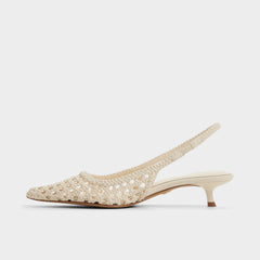 Aldo Violettia in Light Beige - Sling back high heel, Kitten heel
