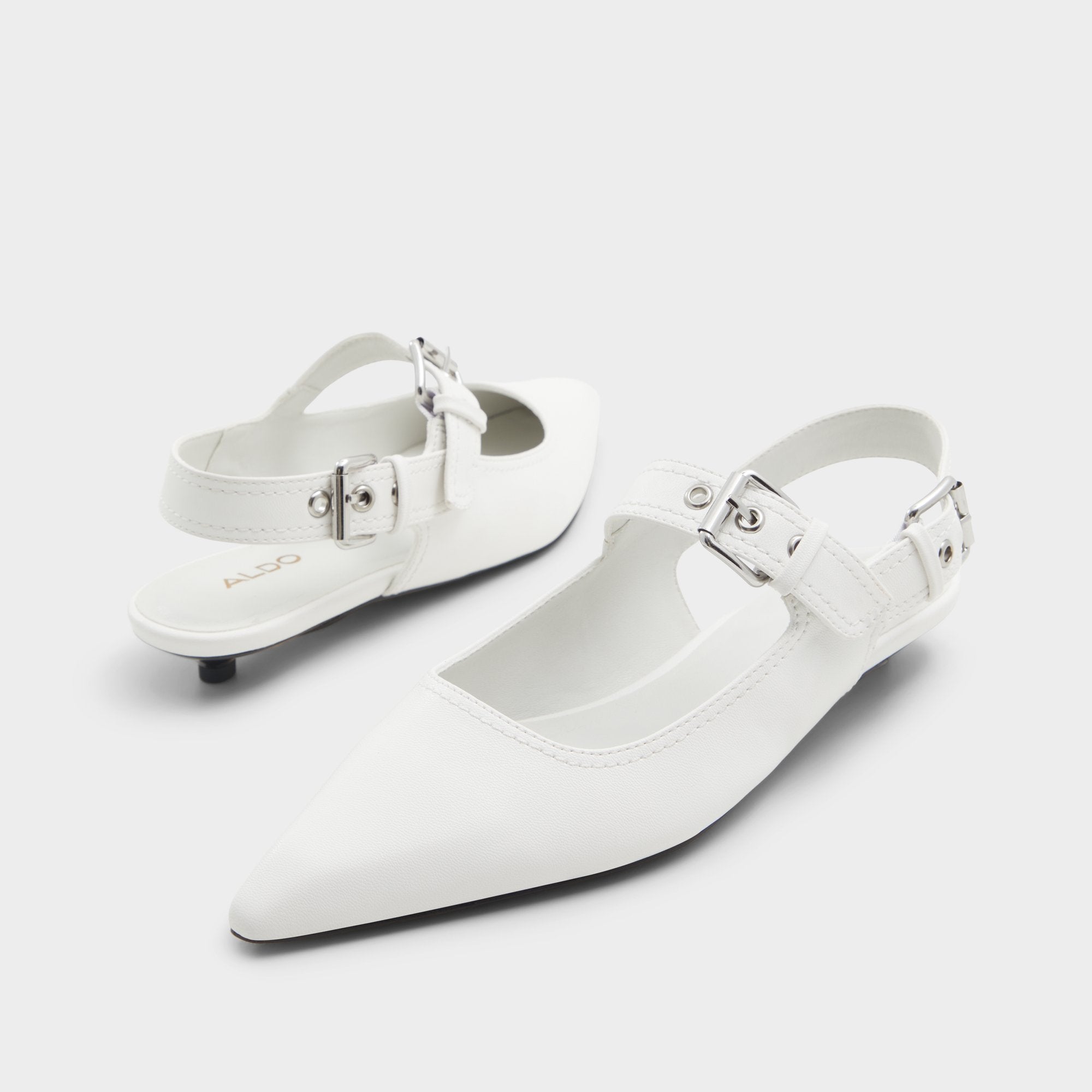 Aldo Kellya White Women's Slingbacks - Sling back high heel, Kitten heel
