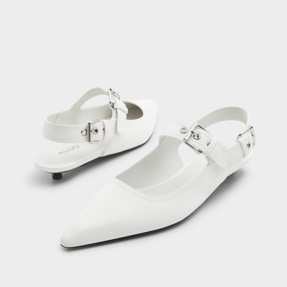 Aldo Kellya White Women's Slingbacks - Sling back high heel, Kitten heel