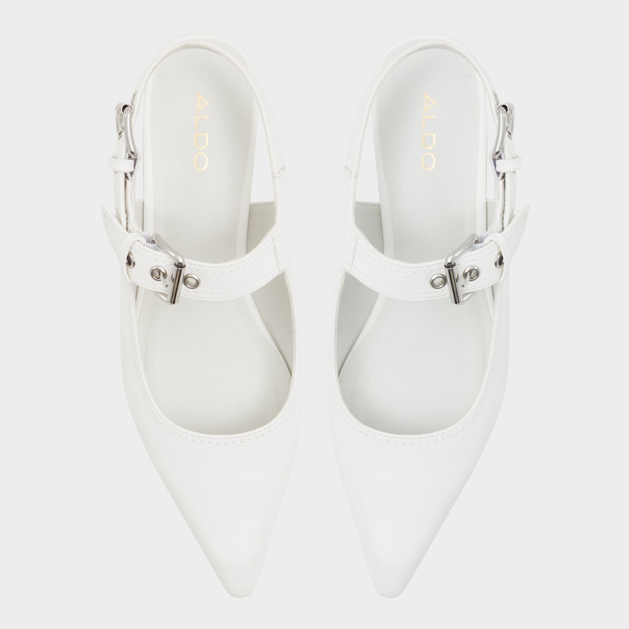 Aldo Kellya White Women's Slingbacks - Sling back high heel, Kitten heel