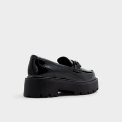 Aldo Oneameth Black Synthetic Patent Women's Loafers & Oxfords - Loafer, Lug sole