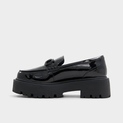 Aldo Oneameth Black Synthetic Patent Women's Loafers & Oxfords - Loafer, Lug sole