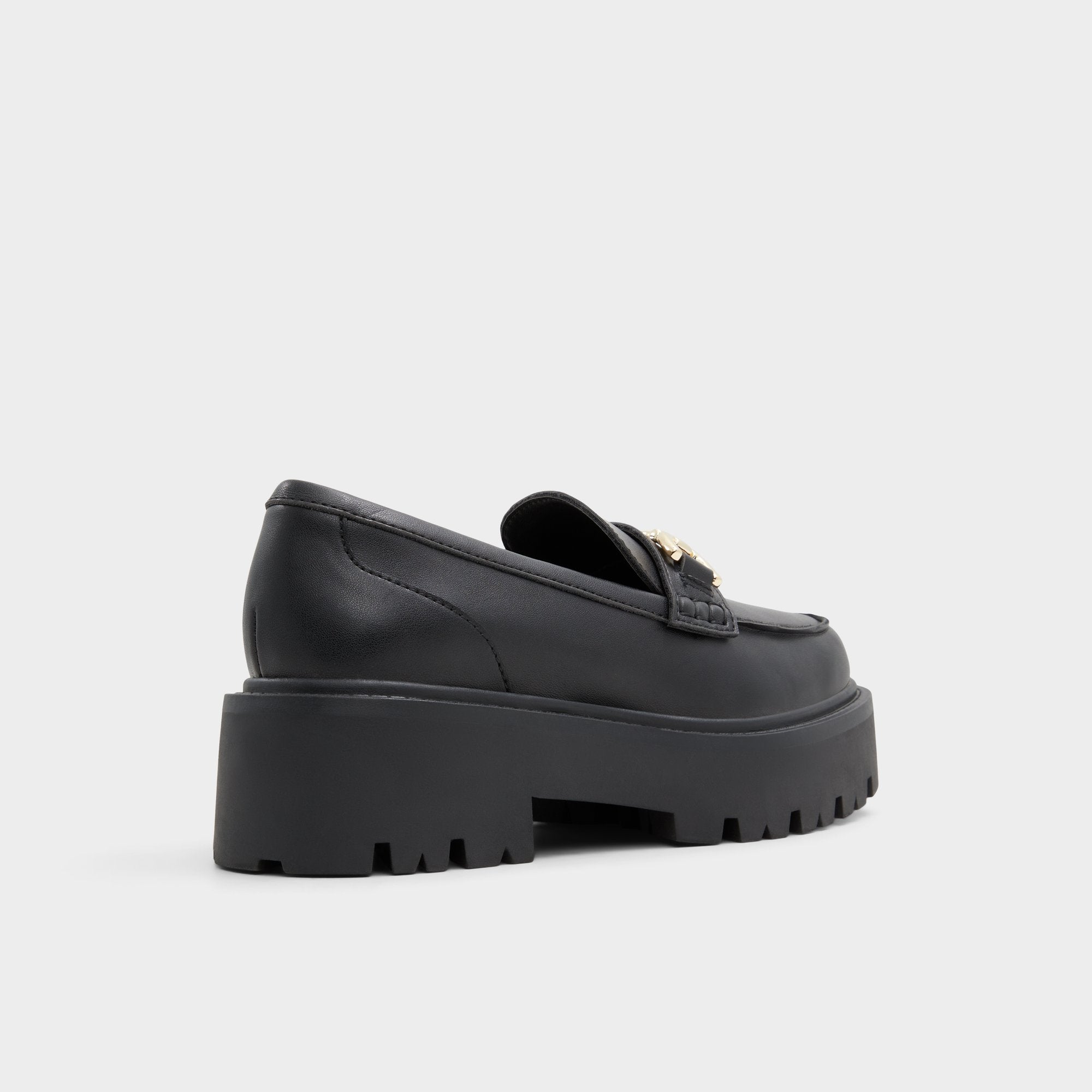 Aldo Oneameth Black Synthetic Smooth Women's Loafers & Oxfords - Loafer, Lug sole