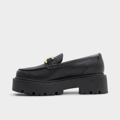 Aldo Oneameth Black Synthetic Smooth Women's Loafers & Oxfords - Loafer, Lug sole