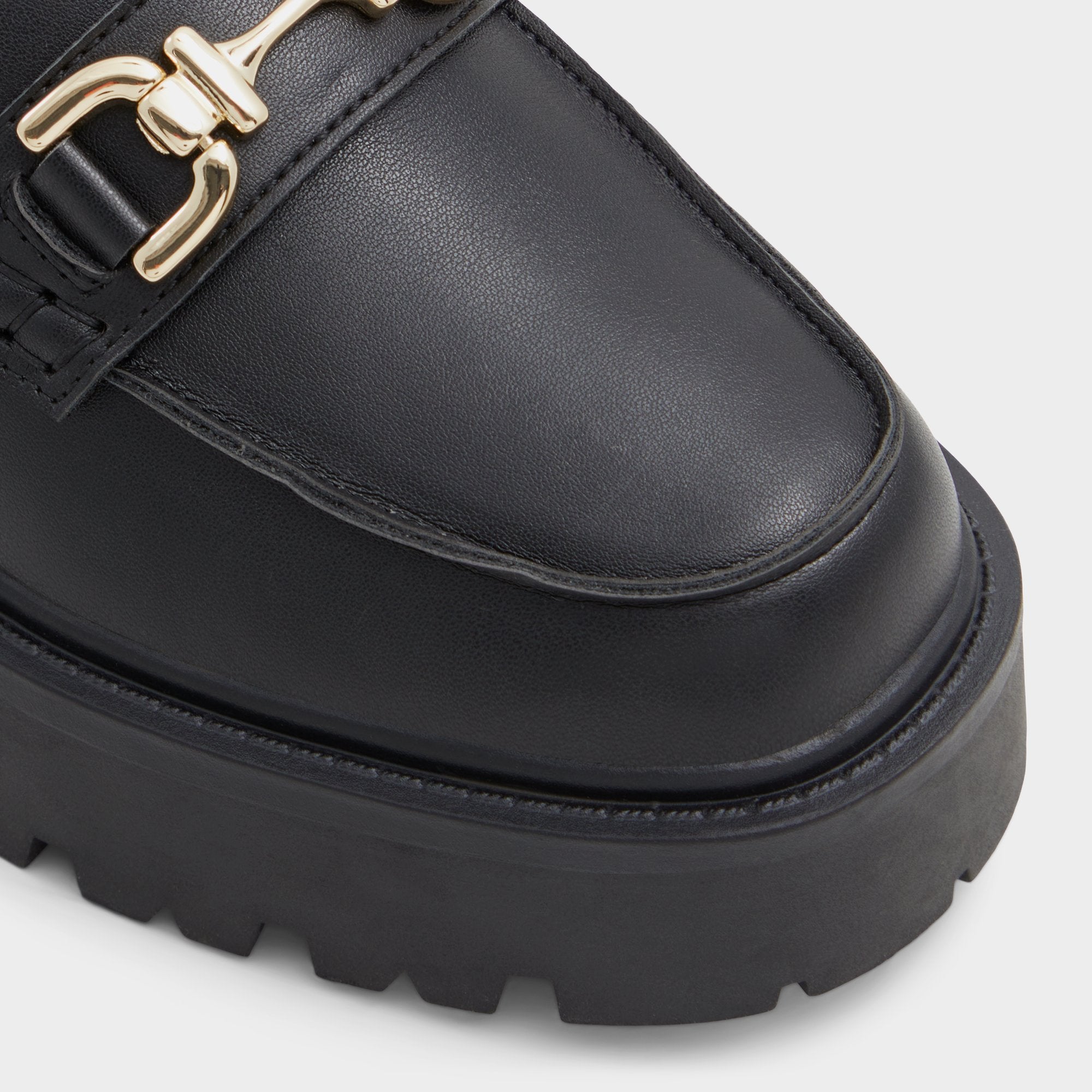 Aldo Oneameth Black Synthetic Smooth Women's Loafers & Oxfords - Loafer, Lug sole
