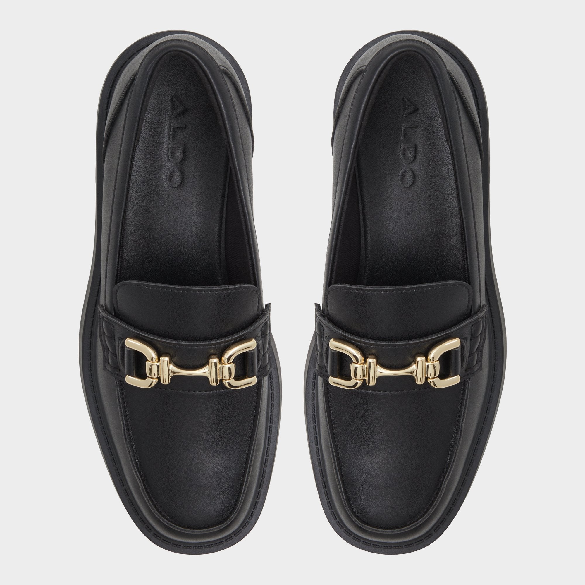 Aldo Oneameth Black Synthetic Smooth Women's Loafers & Oxfords - Loafer, Lug sole