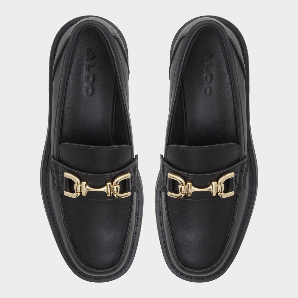 Aldo Oneameth Black Synthetic Smooth Women's Loafers & Oxfords - Loafer, Lug sole