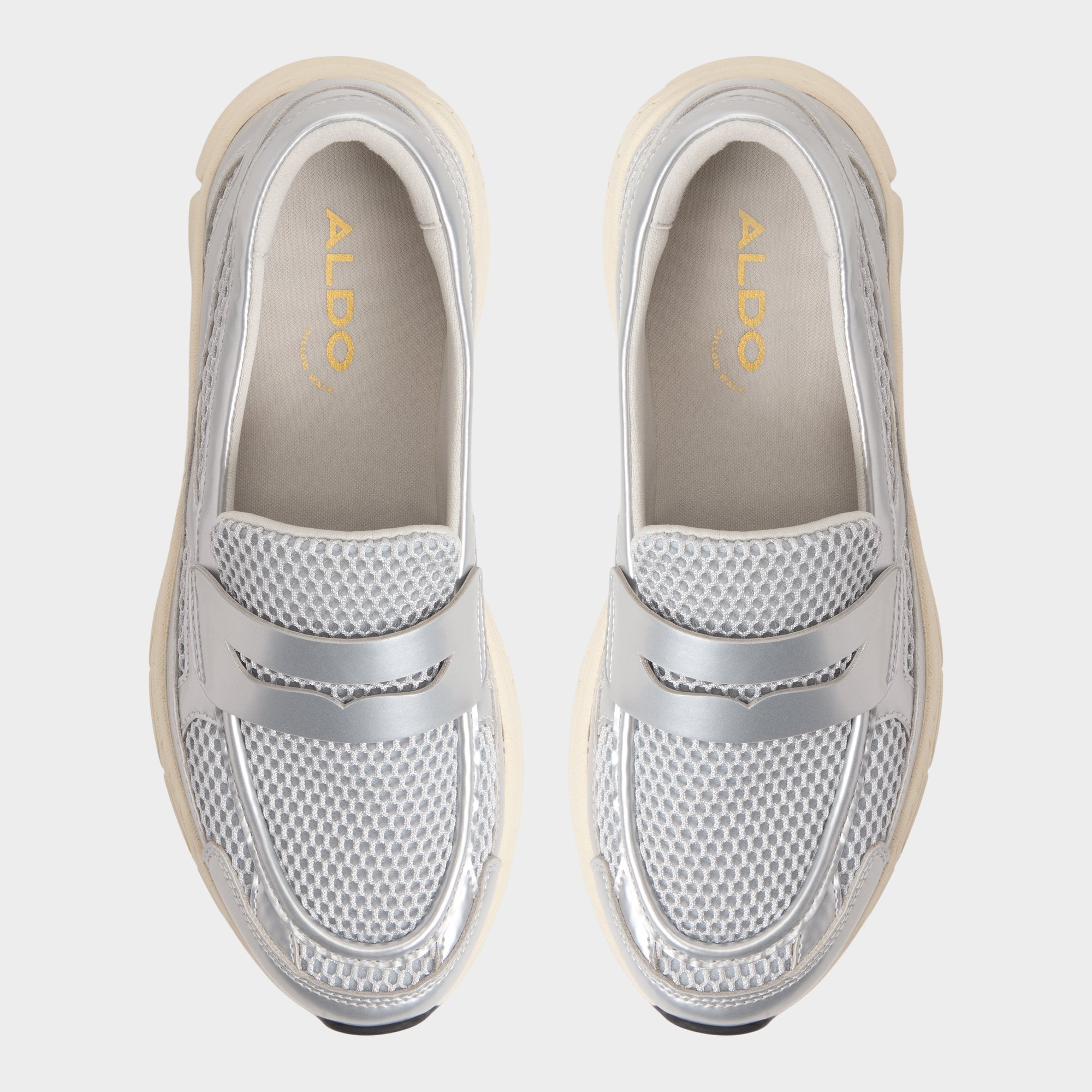 Aldo Loffy in Silver - Loafer, Jogger sole