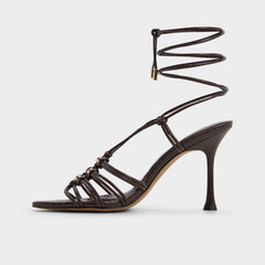 Aldo Curacao in Dark Brown - Strappy heeled sandal, Stiletto heel