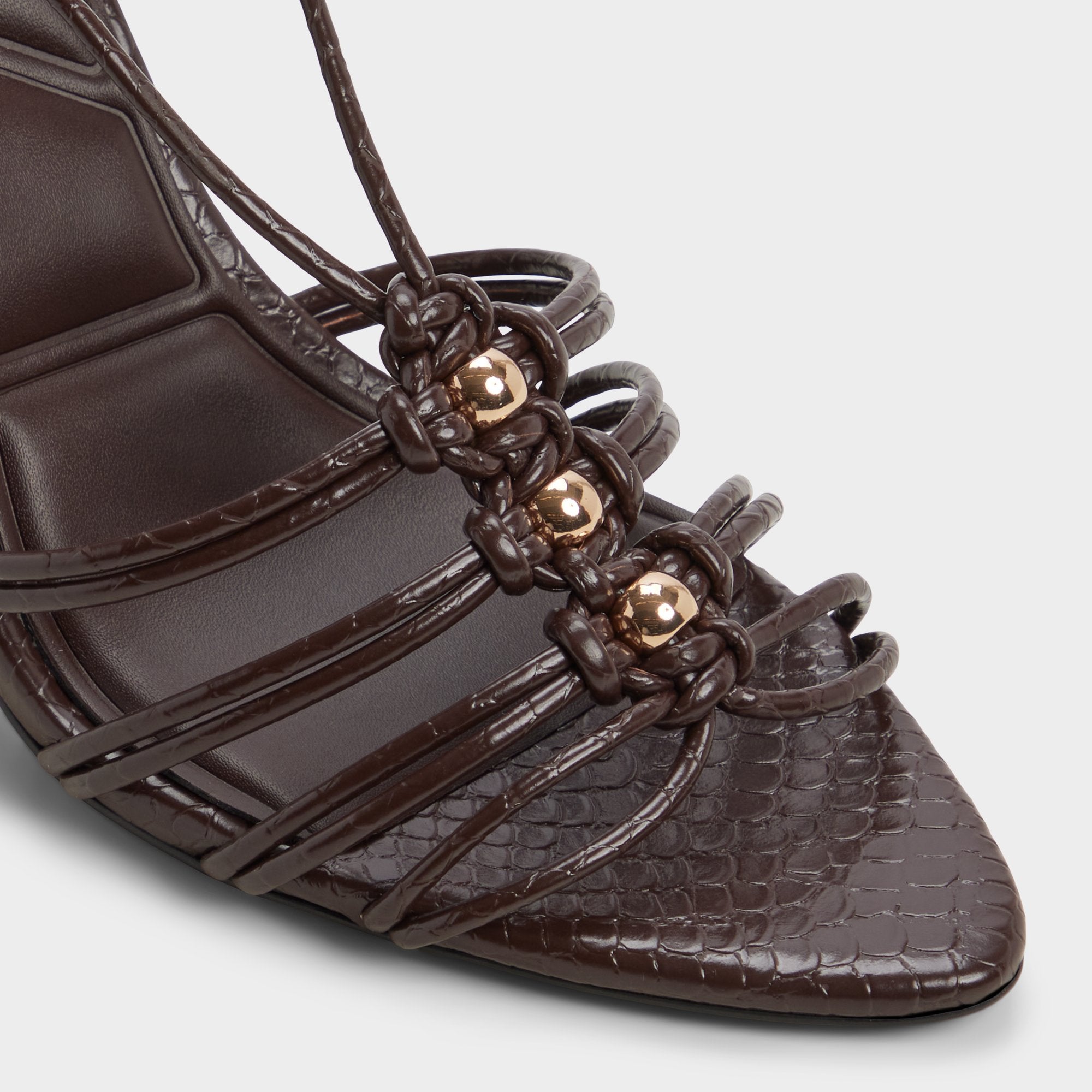 Aldo Curacao in Dark Brown - Strappy heeled sandal, Stiletto heel