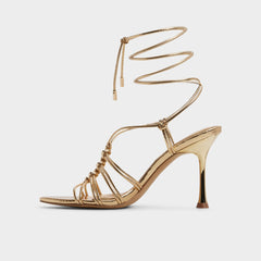 Aldo Curacao in Gold - Strappy heeled sandal, Stiletto heel