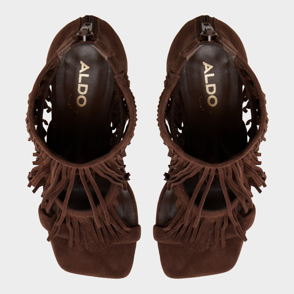 Aldo Nahana in Dark Brown - Strappy heeled sandal, Stiletto heel