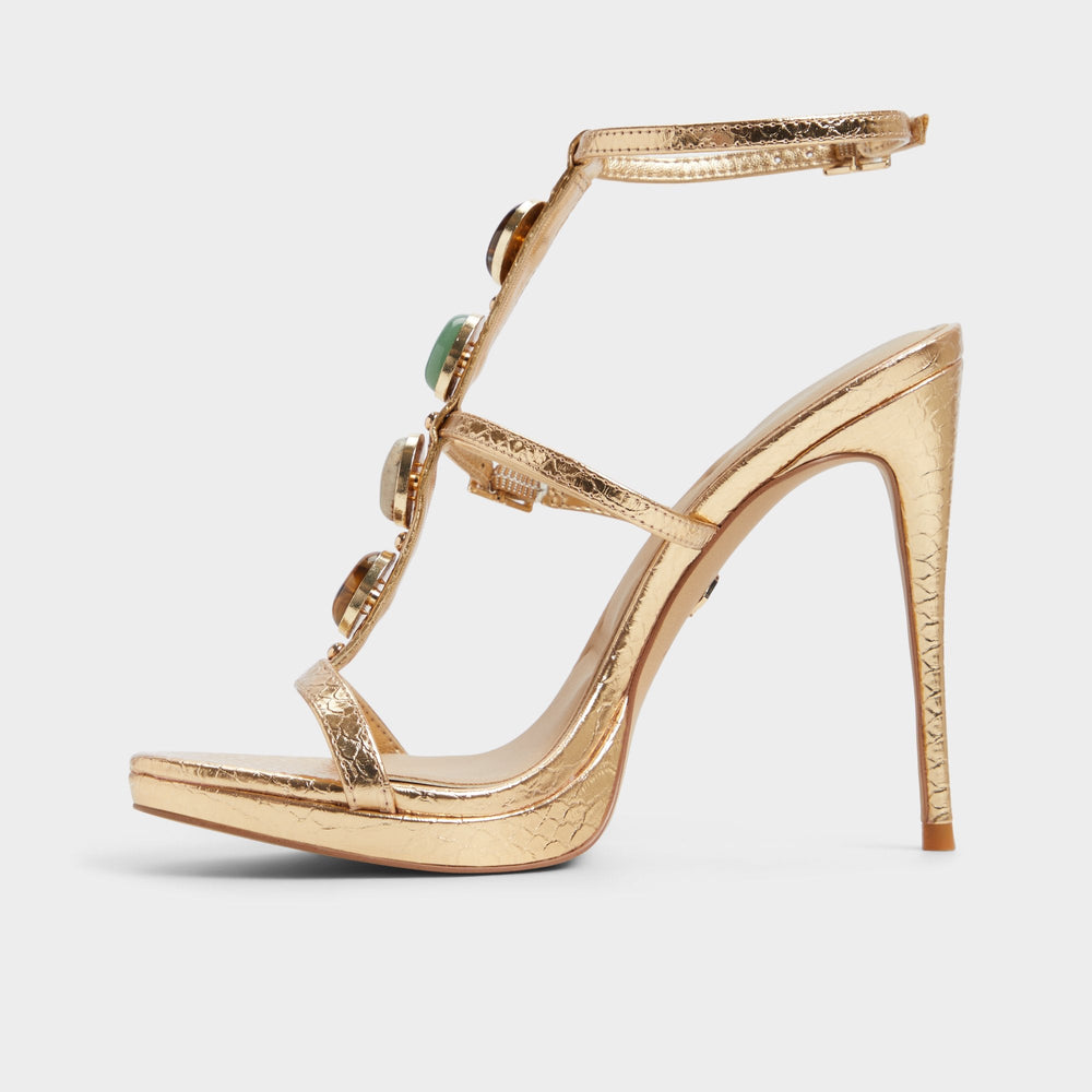Aldo Opalia Gold Women's Strappy sandals - Strappy heeled sandal, Platform