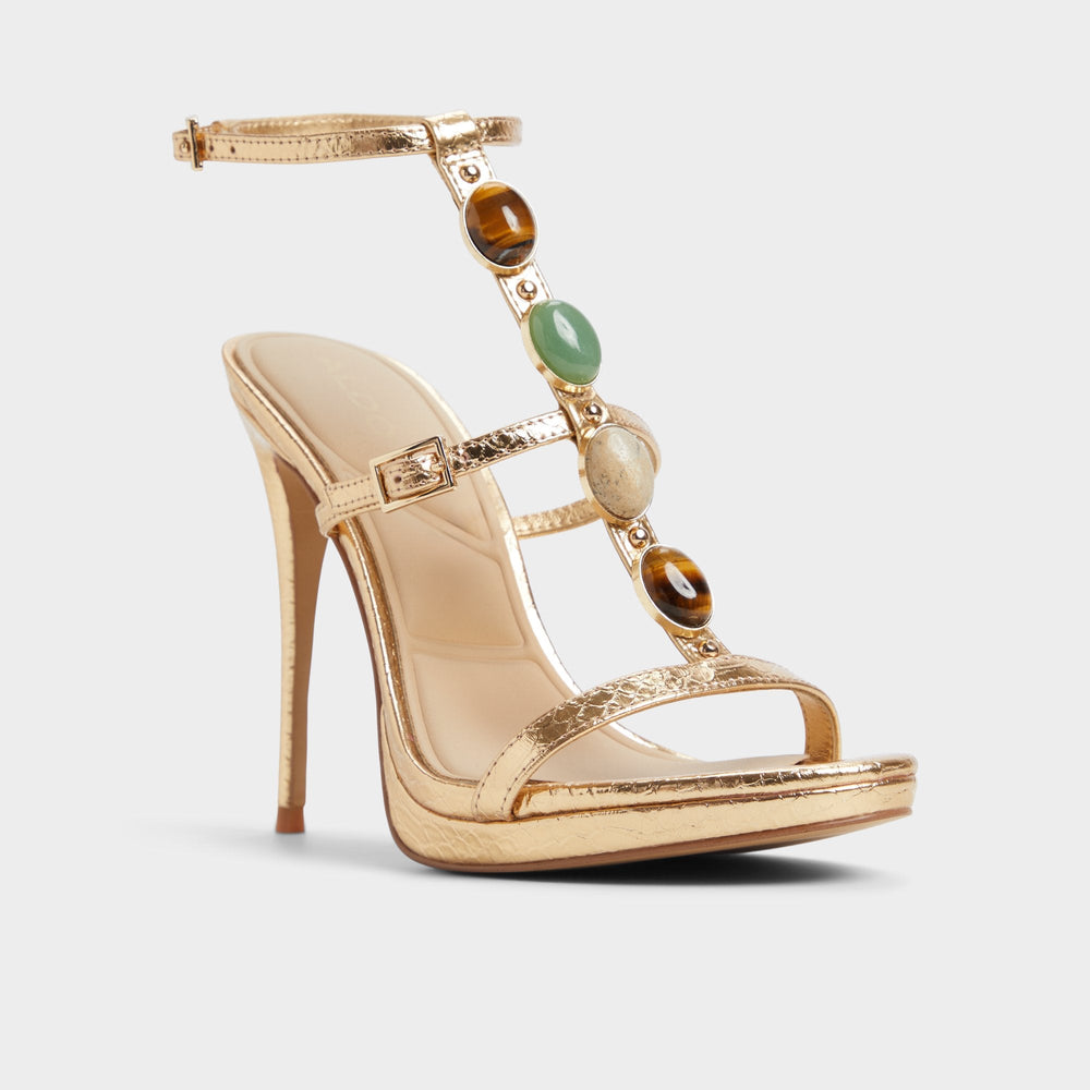 Aldo Opalia Gold Women's Strappy sandals - Strappy heeled sandal, Platform