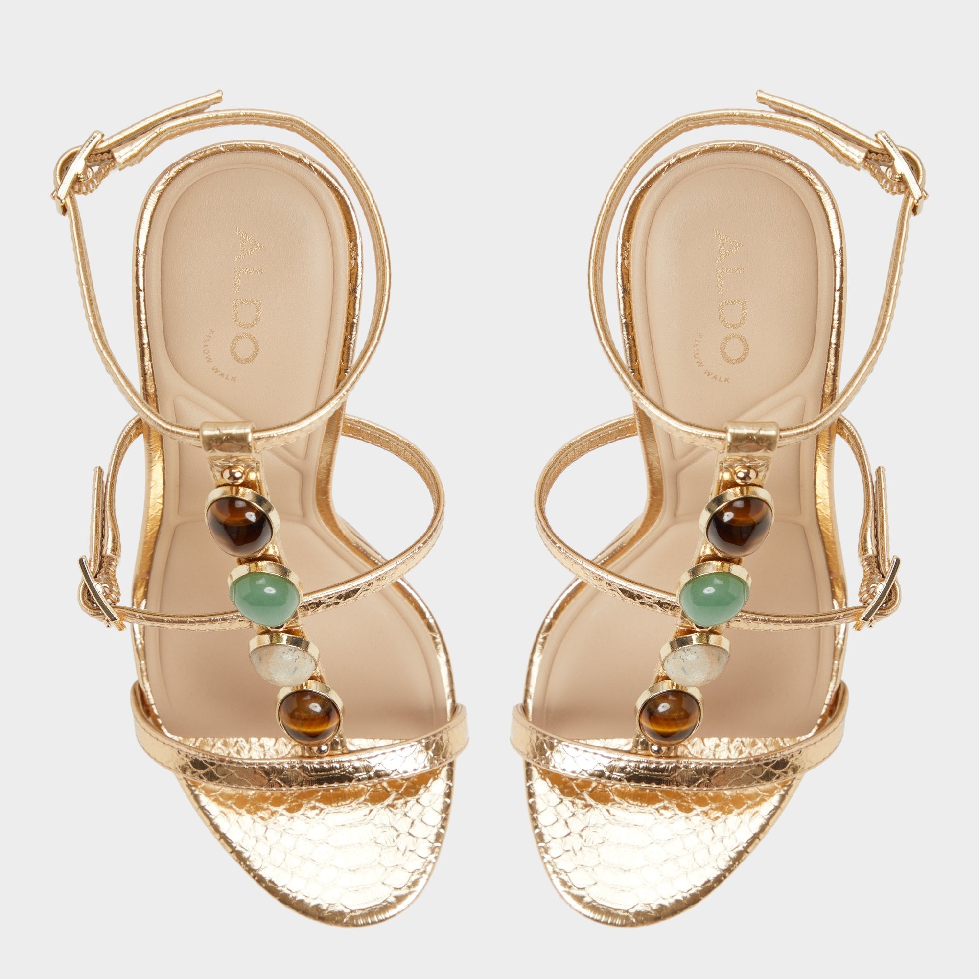 Aldo Opalia Gold Women's Strappy sandals - Strappy heeled sandal, Platform