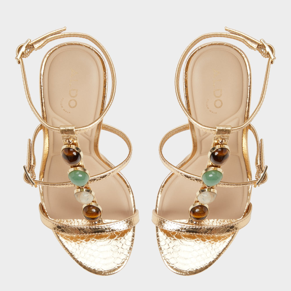 Aldo Opalia Gold Women's Strappy sandals - Strappy heeled sandal, Platform