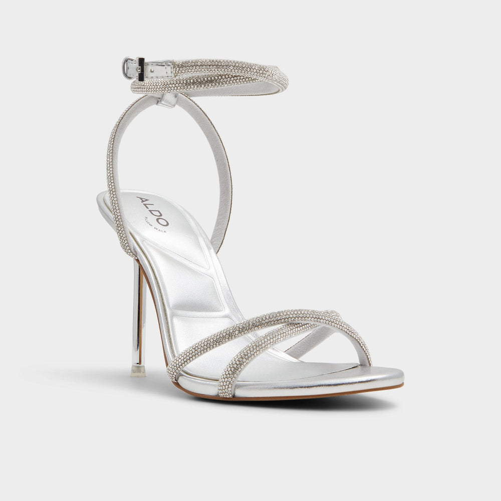 Aldo Manaelden Silver Women's Heeled sandals - Strappy heeled sandal, Stiletto heel