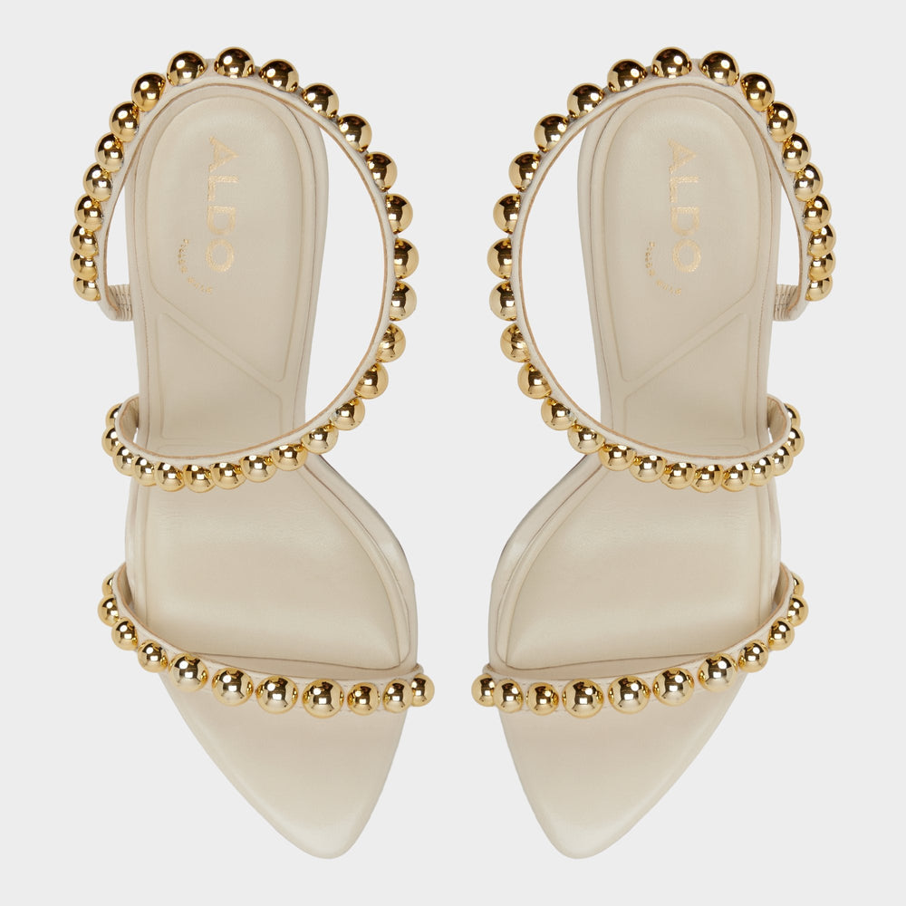 Aldo Attey in Cream - Strappy heeled sandal, Stiletto heel