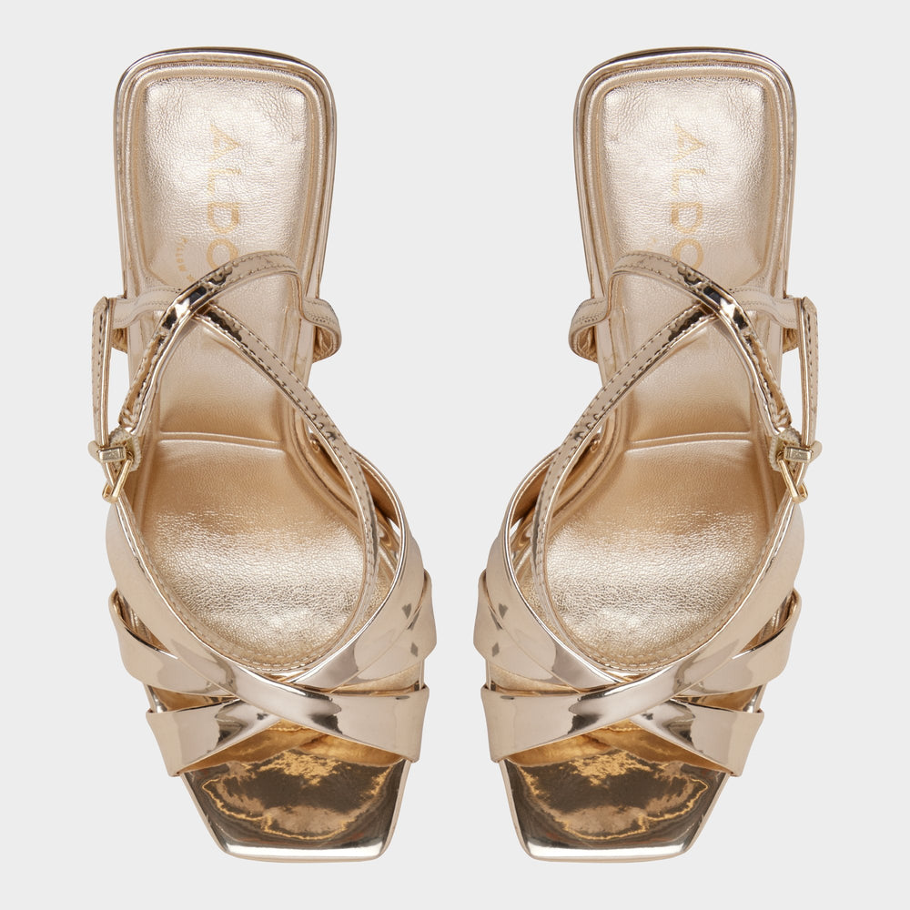 Aldo Meteora in Gold - Strappy heeled sandal, Stiletto heel