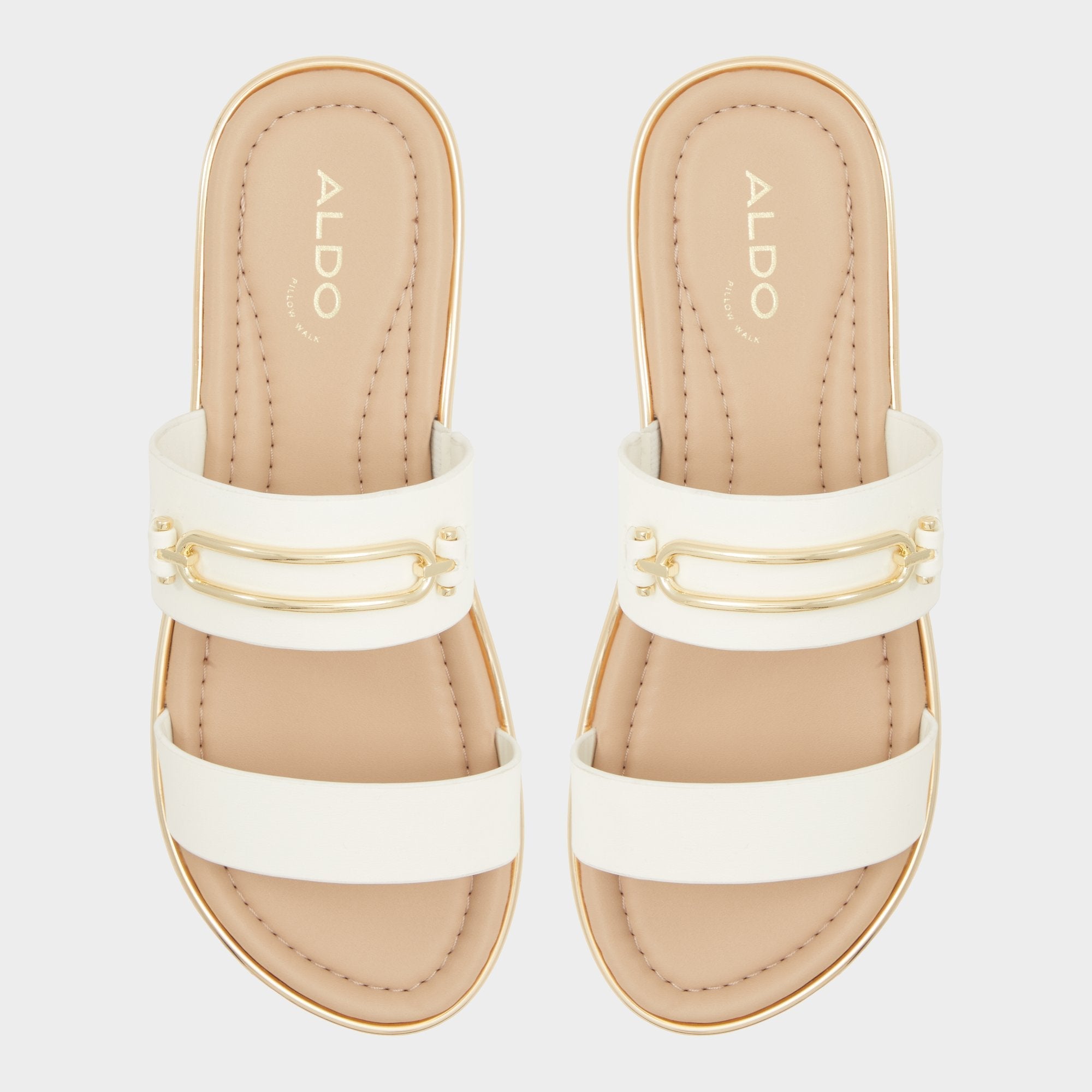 Aldo Lagoon White Women's Strappy sandals - Slide sandal, Footbed sandal